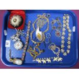 A Mixed Lot of Costume Jewellery, including vintage micromosaic panel bracelet, a modernist pendant,