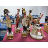Four Capo di Monte Napoleonic Military Figures, by B Marli, and another by Del Giglia. (5)