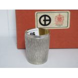 (Adrian) Gerald Benney; A Stylish Hallmarked Silver Tumbler, AGB, London 1974, of bark textured