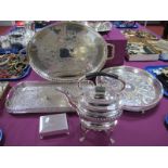 A Decorative Oval Twin Handled Plated Tray, of pierced design; together with a circular plated tray,