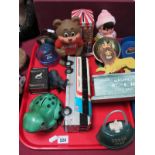 A Quantity of Mainly Mid XX Century Money Boxes, including tinplate 'Treasure Island' book, First