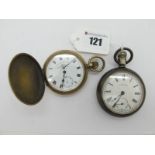 A.W.W. Co Waltham Mass; An Openface Pocketwatch, the signed dial with black Roman numerals and