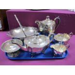 A Decorative L&Co Plated Four Piece Tea Set, each of sinuous form, raised on four feet; an EPNS