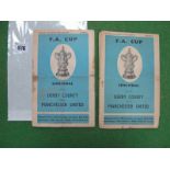 1948 F. A. Cup Semi Final Derby County v. Manchester United Programmes, one with covers detached,