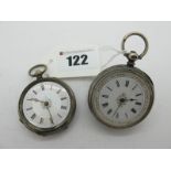 A Hallmarked Silver Cased Ladies Fob Watch, the foliate highlighted dial with Roman numerals, within