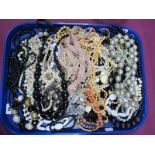 A Selection of Modern Costume Bead Necklaces, including imitation pearl bead necklaces and