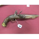 An Early XIX Century Flintlock Holster Pistol, lock plate marked Tower GR, barrel proof marked,