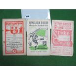 1948-9 Programmes, Southampton v. Blackburn, Manchester City away at Stoke, Newcastle (all rusty