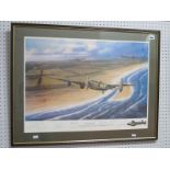 After M A Kinnear Print - 'Enemy Coast Ahead', graphite signed by artist and ten RAF crew