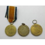 Three WWI Victory Medals, to 12118 Pte W. H Darby, East Yorks Reg, 54-093340 Pte B. Lawson, Army