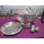 A Large Plated on Copper Punch Bowl, with shaped gadrooned edge and lion mask and ring handles,