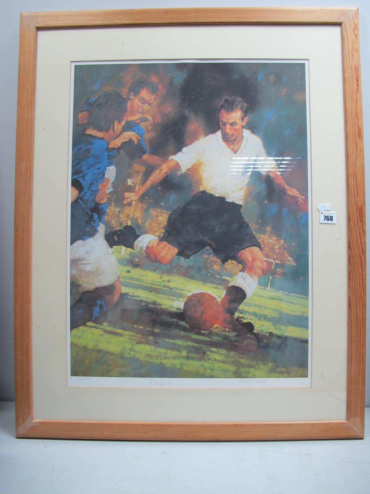Stanley Matthews Coloured Print, by Michael Dudash, featuring The Wizard of Dribble, ltd edition