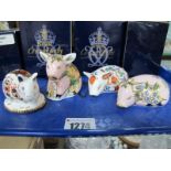 Four Royal Crown Derby Paperweights 'Paptim Plumstead Piglet', 'Pickworth Piglet', 'Piglet' and '