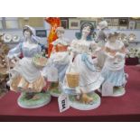 Four Royal Worcester Limited Edition Old Country Ways Figurines - The Milkmaid, A Farmers Wife,
