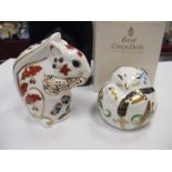 Royal Crown Derby Paperweight 'Squirrel', date code for 1995 and 'Dormouse', date code for 1995,