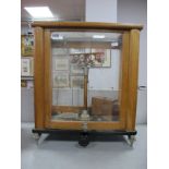 Towers & Co of Widnes Laboratory Scales and Weights, in glazed display case.