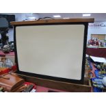 A Circa 1930's Pop Up Projector Screen, in original pine box with brass nameplate for "Sheffield