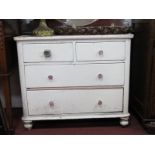 XIX Century Painted Pine Chest of Two Long and Two Short Drawers on turned legs, 89cm wide.