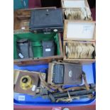Broadhurst Clarkson box, plates, photograph negatives, Ensign camera etc:- One Tray