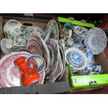 Mason's and Ashworth Pottery, various patterns and a collection of Delft pottery:- Two Boxes