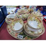 Noritake Tea for Two Set, of eleven pieces featuring idyllic landscape within claret and gilt border