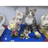 Two Winstanley Cats (ear chips), two by Old Tupton, and one other:- One Tray