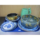 XIX Century Delft Blue and White Pierced Pottery Plate (damaged), other blue and white pottery,