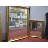 Rectangular Bevelled Wall Mirror, in gilt frame, 102 x 71.5cm; another smaller. (2)