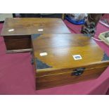An Early XX Century Inlaid Mahogany Sewing Box, with inner tray, 34.5cm wide; plus another, later