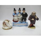 Royal Crown Derby Paperweight 'Pig', first quality and stopper, Italian figure of traveller, Welsh