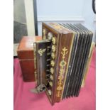 Early XX Century Concertina, with mother or pearl keys, labelled J. Gregory, Nottingham to