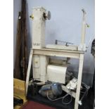 Cream Painted Electric Lathe, with accessories.