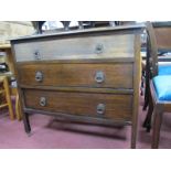 An Early XX Century Oak Chest of Drawers, with low back and three drawers; together with bamboo