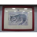 Leonard Tsuguhara Foujita print of a Sleeping Kitten, framed.