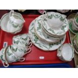 Court China Green and White Teaware, of approx. pieces, the cups numbered 5628.