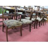 A Set of Six (two carver and four single) Mahogany Regency Style Dining Chairs, top rail with