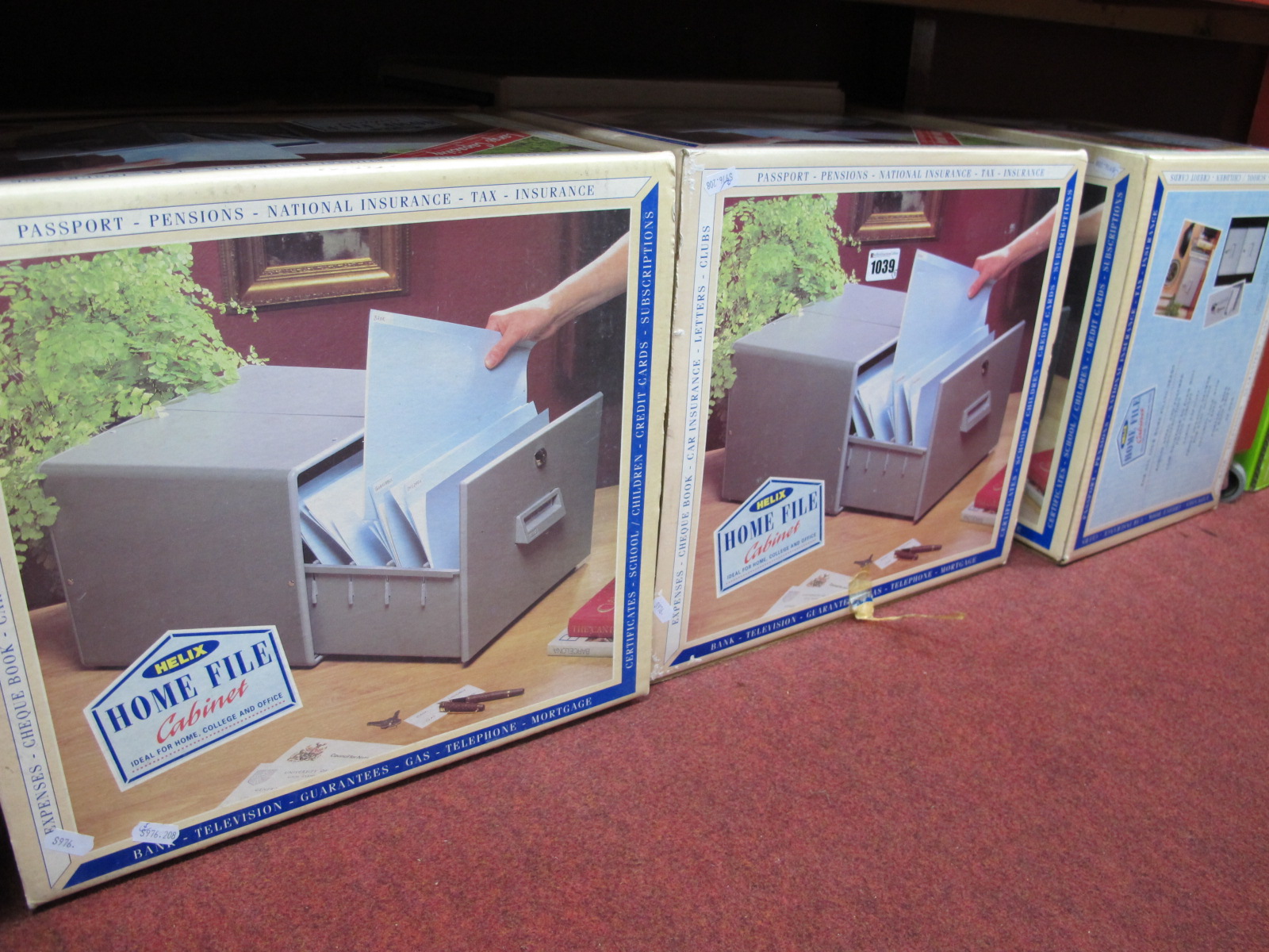 Five Helix Home File Cabinets, all boxed. (5)