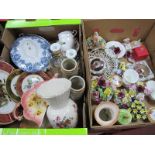 Floral Posies, steins, plates, cheese dish, etc:- Two Boxes