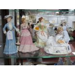 Five Figurines, including Wedgwood 'Enchanted Evening' and 'Afternoon Promenade', Royal Worcester '