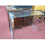 Chrome Bases Side Table, with plate glass top, 110cm wide.