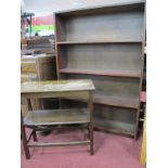 Oak Side Table; together with freestanding bookshelves. (2)