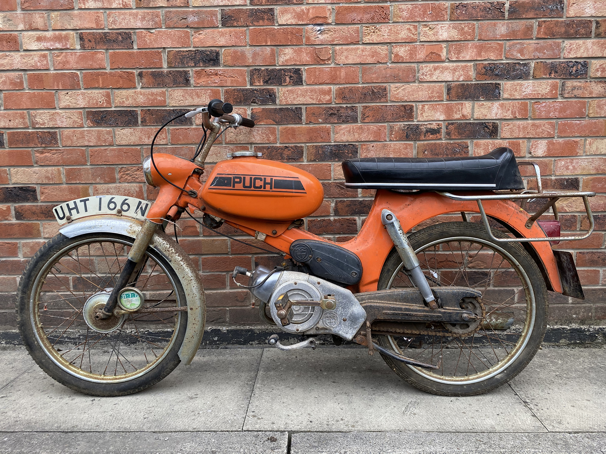 An Original 1974 Vintage PUCH MV50 Moped, 50cc, V5 and Key not present. 9,018 Miles shown on