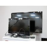 Panasonic TX-L32 Flat Screen T.V, another smaller and remotes, (untested: sold for parts only). (2)