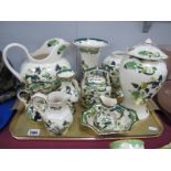 Mason's 'Chartreuse'; Jar and Cover, Jug, Vases, Tea Kettle etc, (ten pieces).