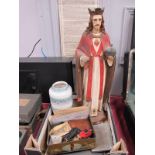 Stamp Albums, Hull vase, plaster religious figure.