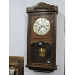 DUFA 1930's Mahogany Framed Regulator Wall Clock, with eight day movement, silvered dial.