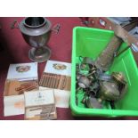Copper Tea Urn, Cigars (Habana, Romeo y Julieta, Petit Coronas, Valenta, Unico Senoritas), oil lamp,