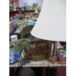 Tiffany Style Desk Lamp, table lamp, brass coal helmet.