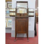 Oak Drinks Cabinet, circa 1920's, with lift-up lid, two drawers, fitted interior holding two