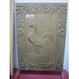 'Take Courage' Brewery Brass firescreen, featuring cockerel to centre, hops and barley to border,